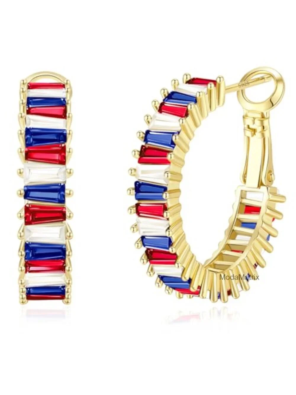 14K Gold Plated Chunky Hoop Earrings, Lightweight Hypoallergenic CZ Hoops